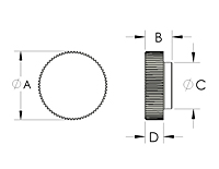 Knurled Knob Press-On Thumb Screw - Line Drawing